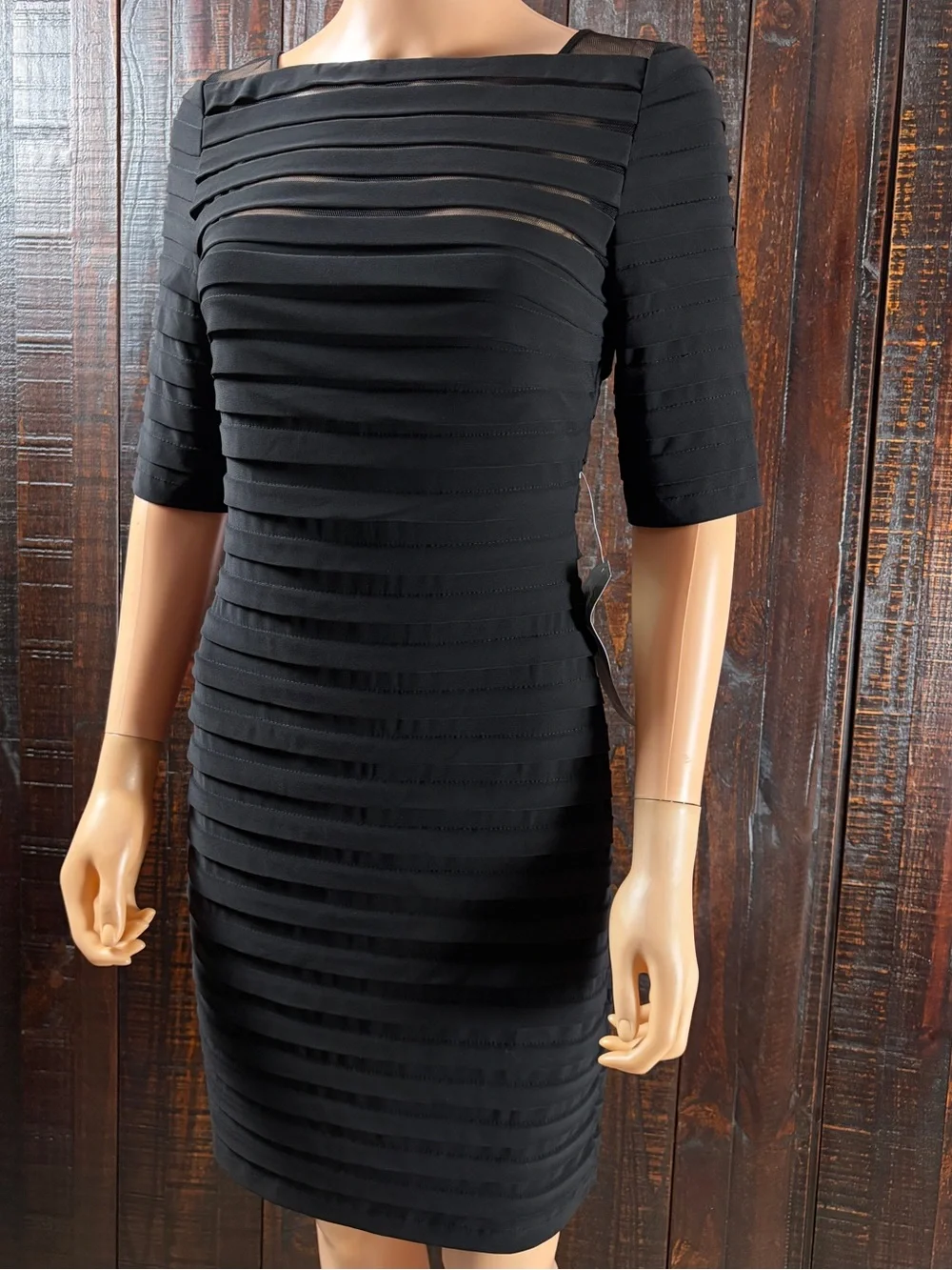Simply Liliana Black Pleated Sheath Dress Size 4